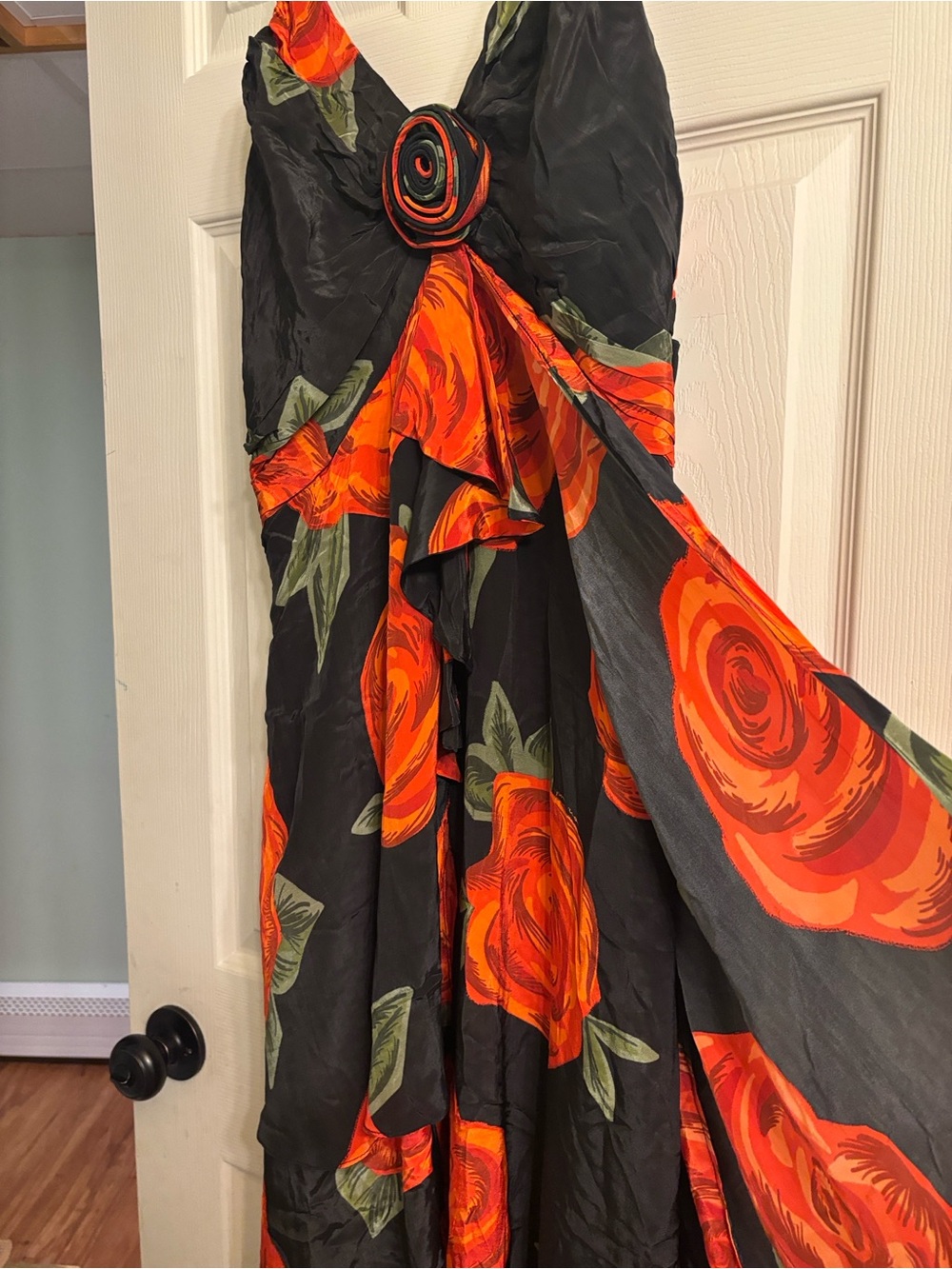 FARM Rio Black & Vivid Orange Floral Dress with Rosette - Picture 7 of 12
